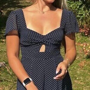 Altar'd State Women's Navy White Polka Dot Playsuit Romper S